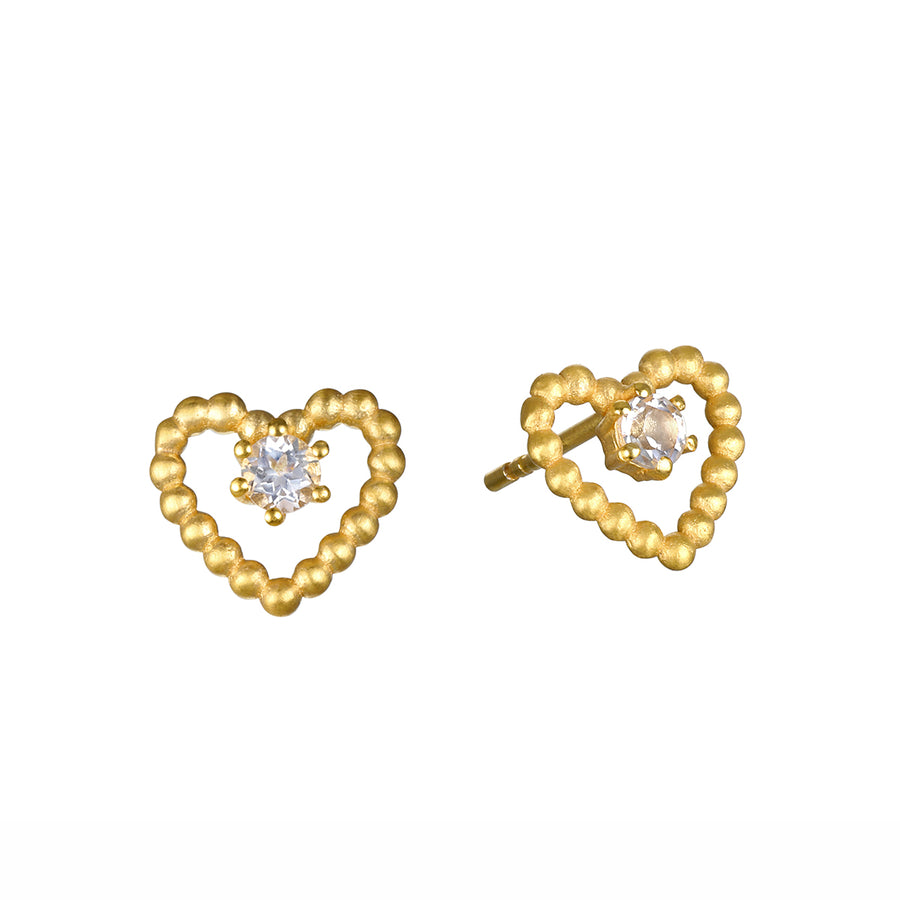Heart White Topaz Stud Earrings