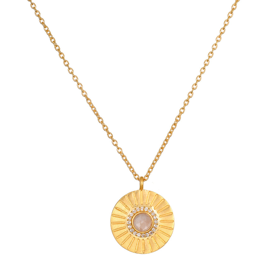Rose Quartz and White Topaz Sun Necklace