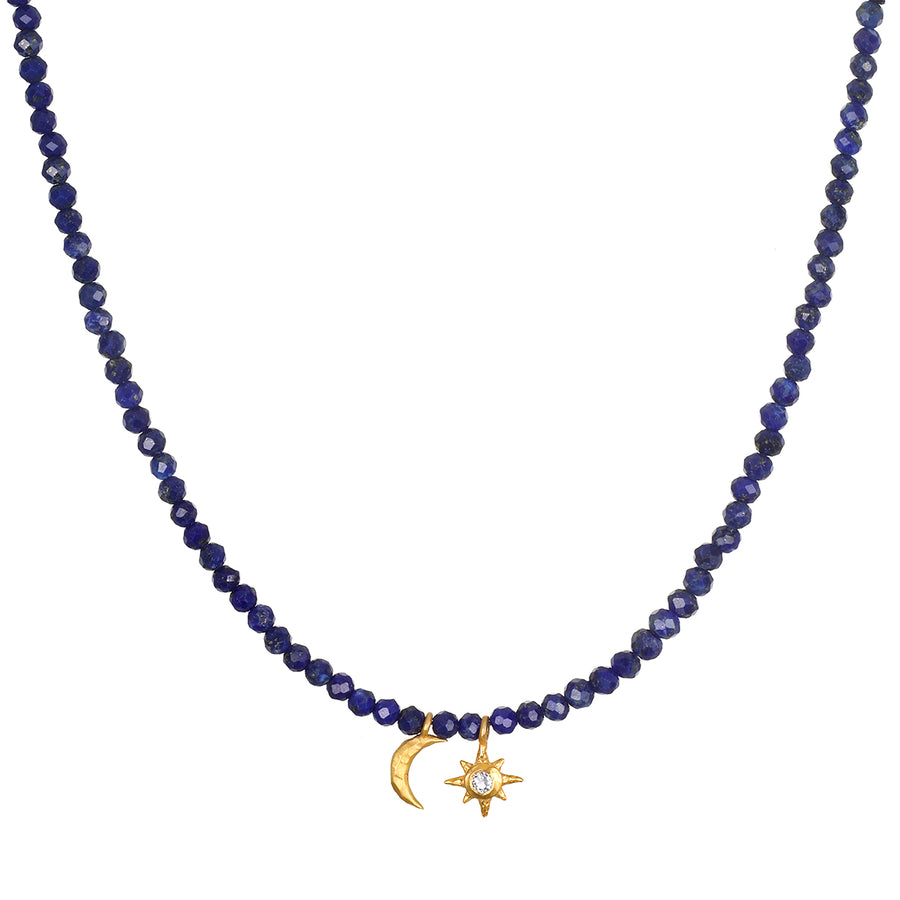 Lapis Star and Moon Beaded Choker