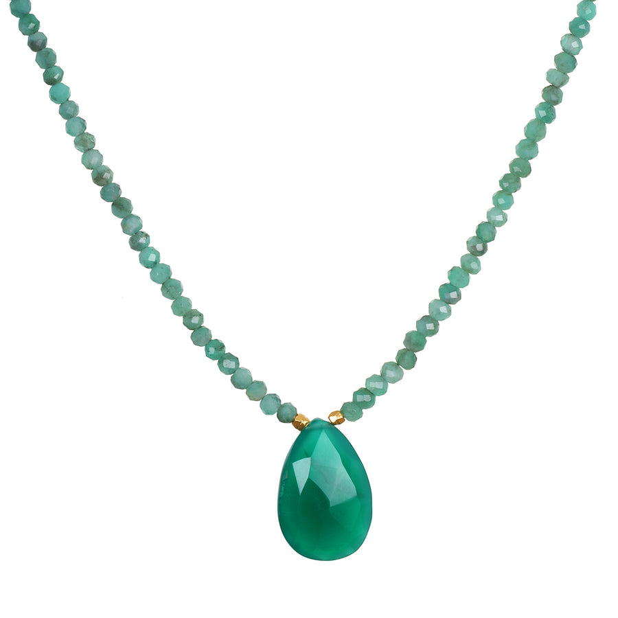 Emerald Beaded Green Onyx Pendant Necklace