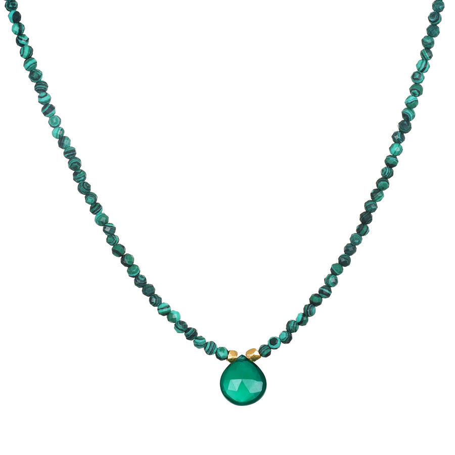 Malachite Beaded Green Onyx Pendant Necklace