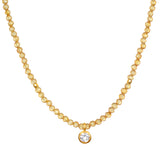 Citrine Beaded White Topaz Pendant Necklace