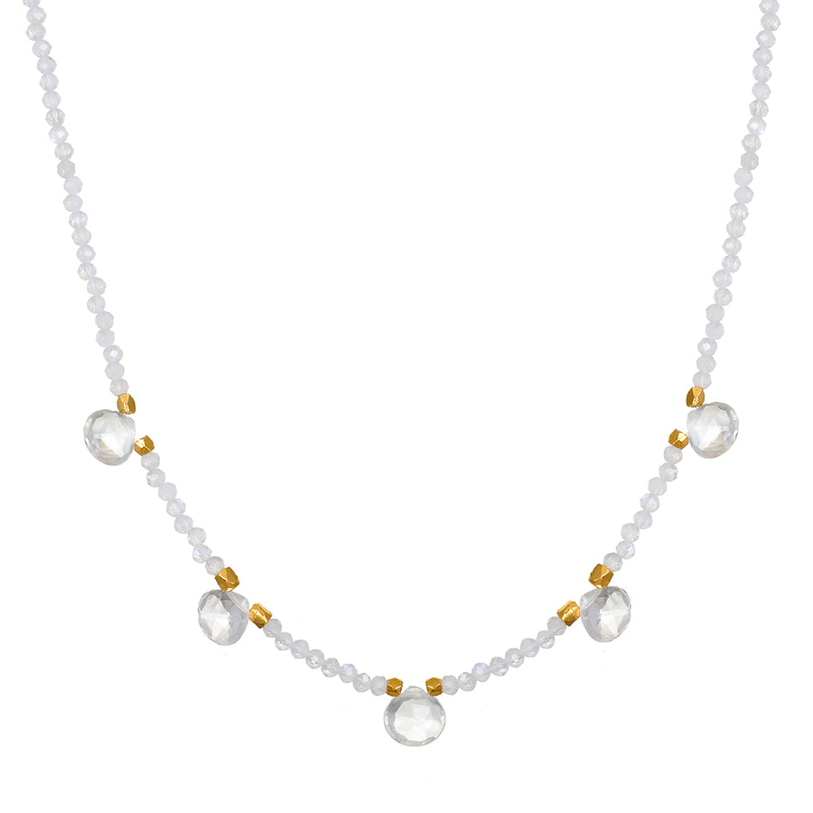 Moonstone Beaded Crystal Choker Necklace