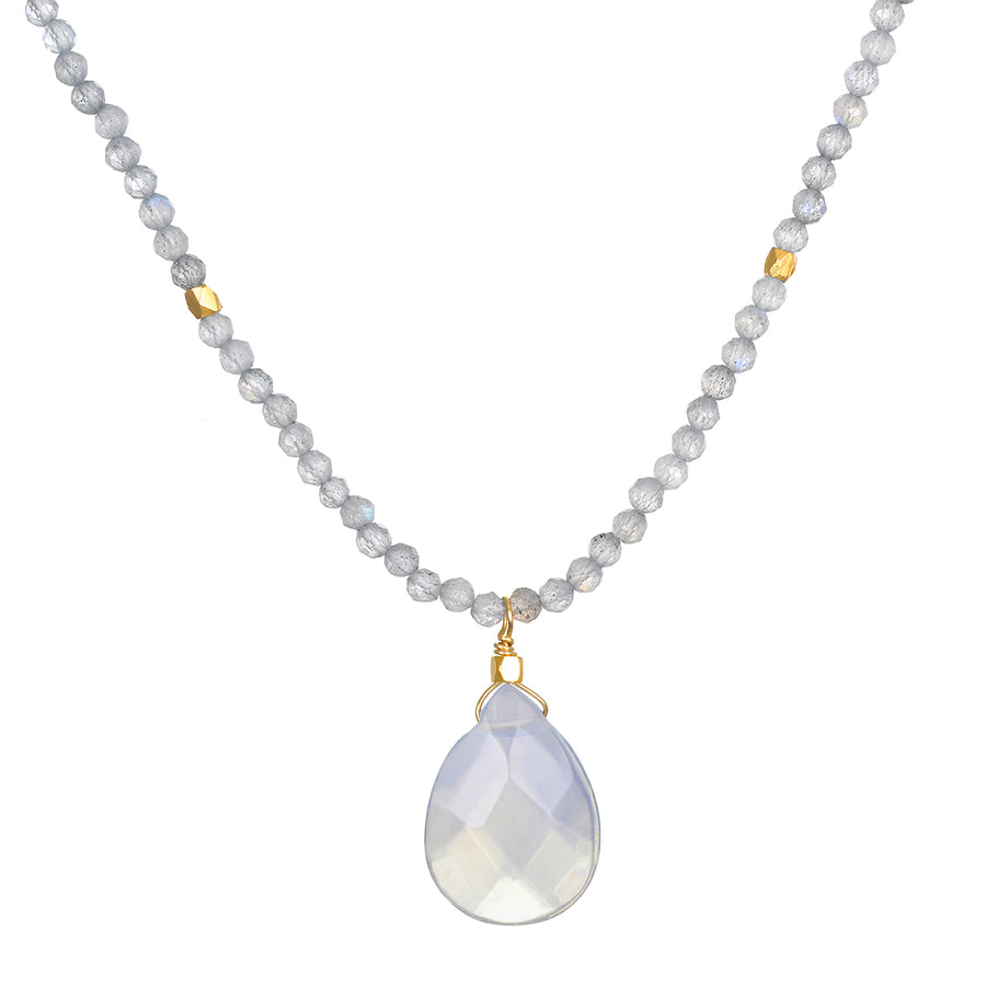 Labradorite Beaded Opalite Drop Necklace