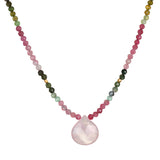 Tourmaline Rose Quartz Drop Necklace