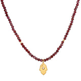 Garnet Beaded Hamsa Necklace