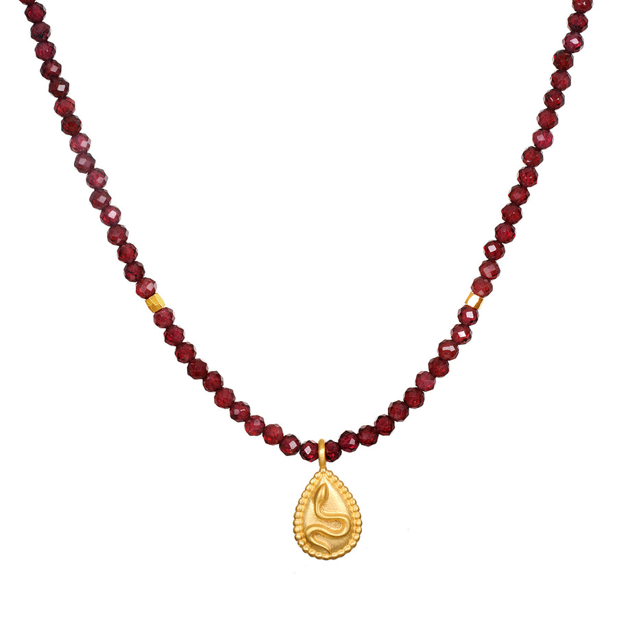 Garnet Snake Beaded Necklace