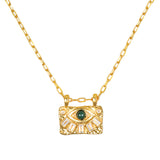 Evil Eye Malachite & White Topaz Necklace
