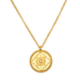 White Topaz Lotus Mandala Coin Necklace