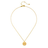 True Visionary White Topaz Evil Eye Coin Necklace featuring an 18kt gold plate pendant with an evil eye symbol, designed as spiritual jewelry for protection, manifestation, and meditation, perfect for yoga enthusiasts and those interested in meaningful talismans.