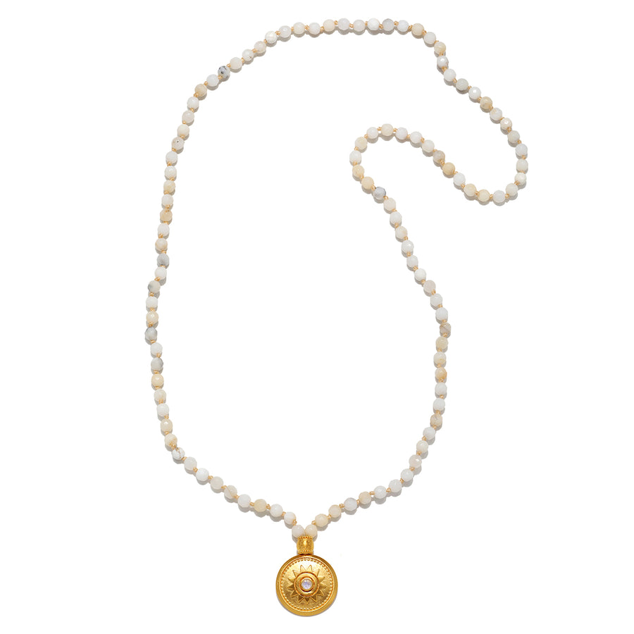 Tranquil Dawn White Opal Sun Mala