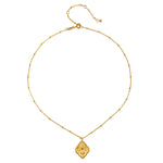 Single necklace from the Intention of Blessings Necklace Set featuring a hamsa pendant in 18kt gold plate, symbolizing blessings and protection. Perfect for spiritual enthusiasts, this piece enhances meditation and is meaningful in its representation of wellness.