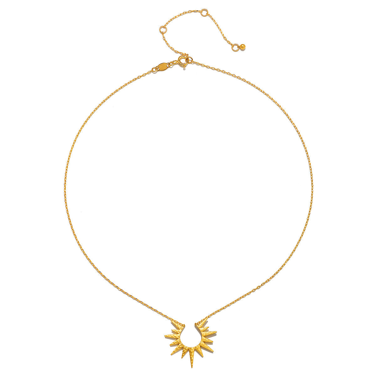 The Intention of Inspiration Necklace Set displayed elegantly with a golden starburst pendant on a fine chain. This piece represents spiritual jewelry designed for protective energies, perfect for those seeking deeper meaning and inspiration in meditation and yoga.