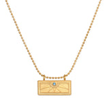 December Blue Topaz Sunburst Birthstone Tablet Necklace featuring a radiant sunburst design, perfect for spiritual jewelry enthusiasts. This meaningful piece embodies qualities of communication, wisdom, and love, ideal for meditation and manifestation practices. It serves as a talisman representing the vibrant energies of the sun, making it a beautiful charm for yoga and zodiac enthusiasts.