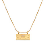 June Pearl Sunburst Birthstone Tablet Necklace styled in an elegant design, illustrating a spiritual jewelry piece that embodies the essence of the sun, perfect for meditation and manifestation. This talisman symbolizes innocence and beauty, making it a meaningful charm for yoga practice.