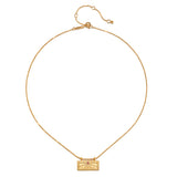 The October Pink Tourmaline Sunburst Birthstone Tablet Necklace displayed elegantly, showcasing its design with a 16-inch chain and 3-inch extension. A beautiful addition to spiritual jewelry collections, this necklace represents abundance, peace, and manifestation.