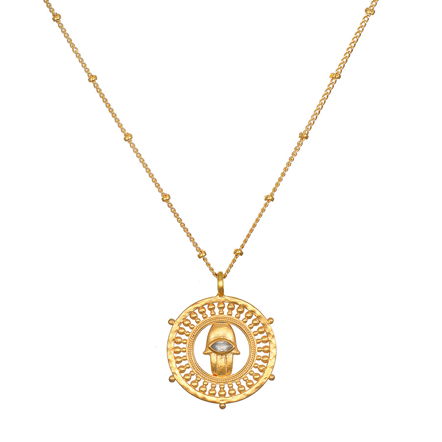 Palm of Protection Hamsa Coin Necklace