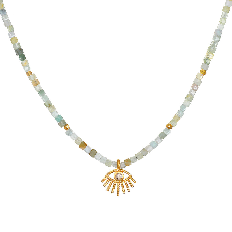 Serene Being Evil Eye Aquamarine Necklace