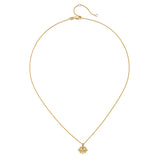 Mini All-Seeing Eye 14kt Gold Diamond Necklace displayed elegantly on a neutral background, emphasizing its role as a spiritual jewelry piece. This necklace acts as a meaningful charm for manifestation and protection, inspired by zodiac symbols and the energies of yoga.