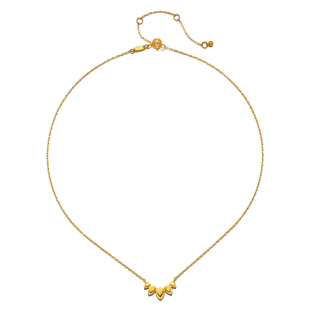 The delicate layering chain of the Intention of Infinite Potential Necklace Set, featuring a gold lotus design, ideal for meaningful wear during meditation and yoga sessions, embodying protection and spiritual significance.