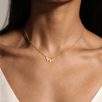 Model wearing the Beauty of Transformation Lotus Petal Necklace, showcasing its elegance and charm, ideal for spiritual jewelry and yoga practices, embodying transformation and protection.