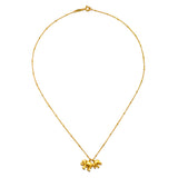 The Elephant Love Gold Necklace featuring two intricately designed elephants, embodying meaningful attributes and ideal for yoga practice, enhancing your spiritual journey as a talisman of good fortune.