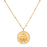 Blessed Beginnings Lotus Necklace shown on a delicate chain, symbolizing spiritual growth and new beginnings. This piece is perfect for meditation and protection, making it a meaningful addition to any yoga or spiritual practice.