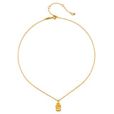 Solo shot of the Favored by Fortune Ganesha Necklace, illustrating its delicate 18kt gold plating and significance in manifestation and spiritual enlightenment.
