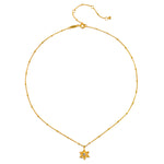 The Guiding Faith Star of David Necklace displayed on a white background, highlighting its intricate design and 18kt gold plating. This spiritual jewelry serves as a powerful talisman for meditation, protection, and meaningful connections in your yoga journey.