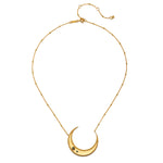 Close-up of the Eternal Guidance Moon Necklace featuring its intricate design and shining gold finish. A perfect example of spiritual jewelry, this talisman symbolizes the moon’s energy and is ideal for those interested in yoga and meditation, providing protection and nurturing.