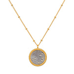 Shine in Sisterhood Constellation Necklace featuring a stunning 18kt gold plated pendant with seven stars of pyrite, perfect for spiritual jewelry lovers. This necklace embodies meditation, serving as a meaningful talisman inspired by the Pleiades constellation, ideal for your yoga practice and manifestation journey.
