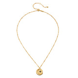 Back view of the United in Light Spinning Pendant Necklace showcasing an elegant chain and pendant. This spiritual jewelry piece incorporates sun and moon symbols, designed for protection and meaningful connections during meditation, yoga, and other spiritual practices.