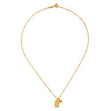 Magic in Moonlight Necklace displayed elegantly, showcasing its exquisite design with 18kt gold plating, ideal for yoga practitioners seeking meaningful spiritual jewelry that embodies the essence of the sun and moon.