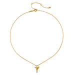 The Loving Devotion Hummingbird Necklace displayed elegantly, illustrating its 18kt gold plate design. This spiritual jewelry piece acts as a talisman, reflecting themes of protection, meditation, and meaningful connections in the journey of life.