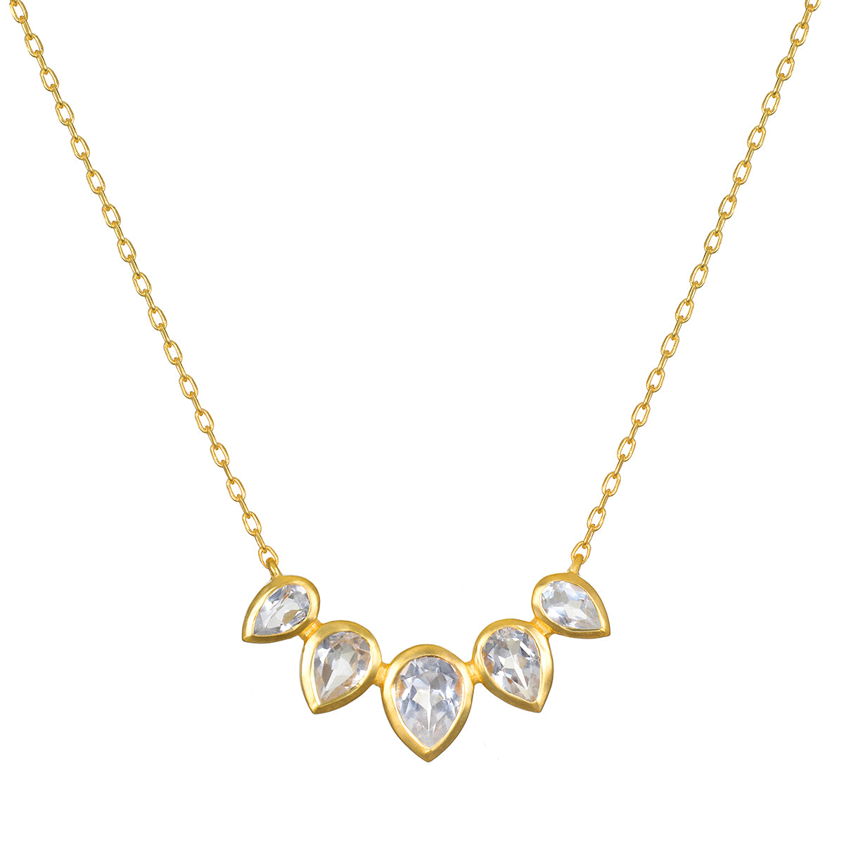 Commence with Clarity White Topaz Lotus Petal Necklace featuring delicate lotus petal designs adorned with white topaz gemstones, symbolizing new beginnings and clarity. This spiritual jewelry piece serves as a meaningful talisman for meditation and manifestation, perfect for those who seek to align their heart and mind while engaging in practices like yoga. Ideal for anyone looking to enhance their spiritual journey with elements of protection and inspiration from the sun and moon.