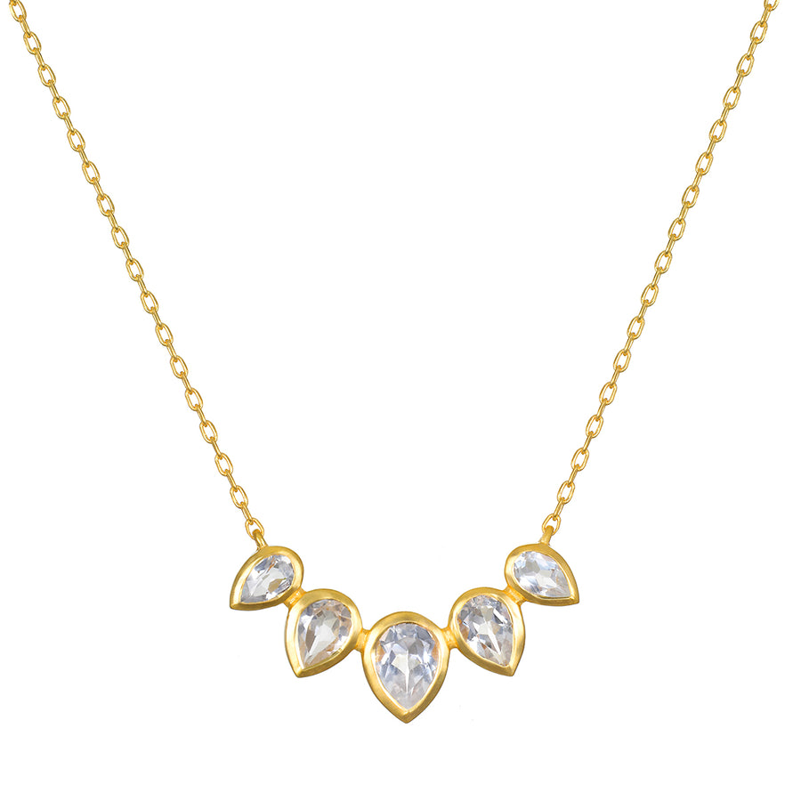 Commence with Clarity White Topaz Lotus Petal Necklace