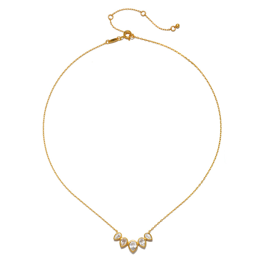 Commence with Clarity White Topaz Lotus Petal Necklace
