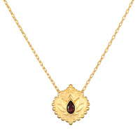 Grounded in Strength Garnet Lotus Necklace