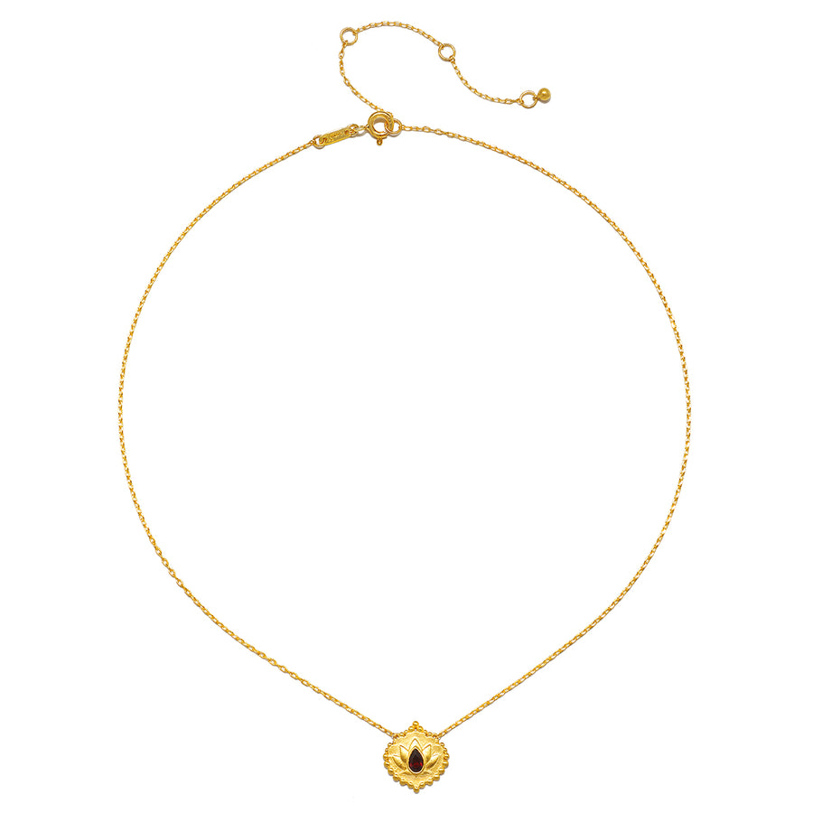 Grounded in Strength Garnet Lotus Necklace