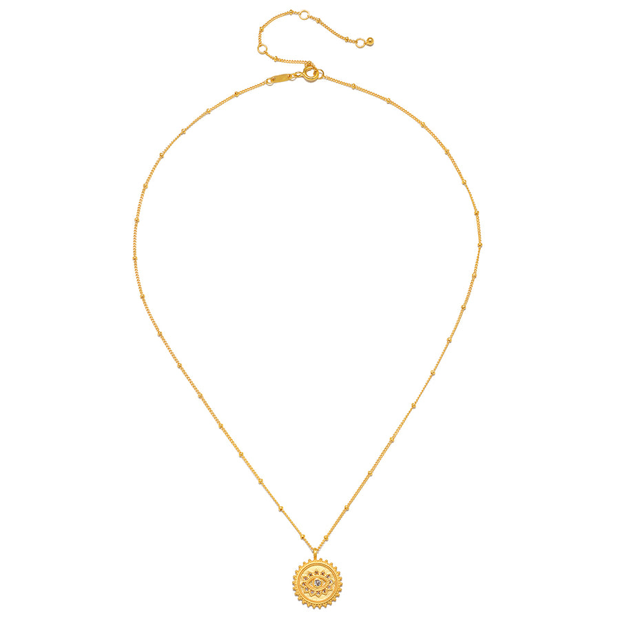 True Visionary White Topaz Evil Eye Coin Necklace