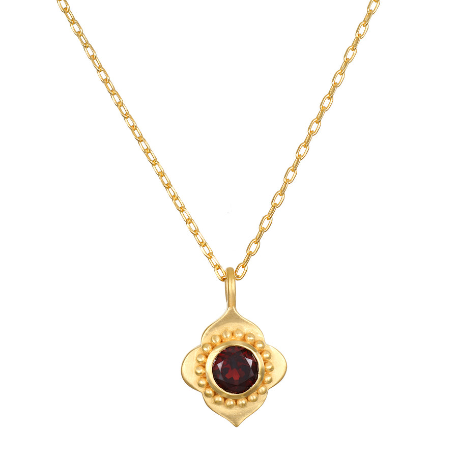 Spiritual Strength Garnet Lotus Necklace