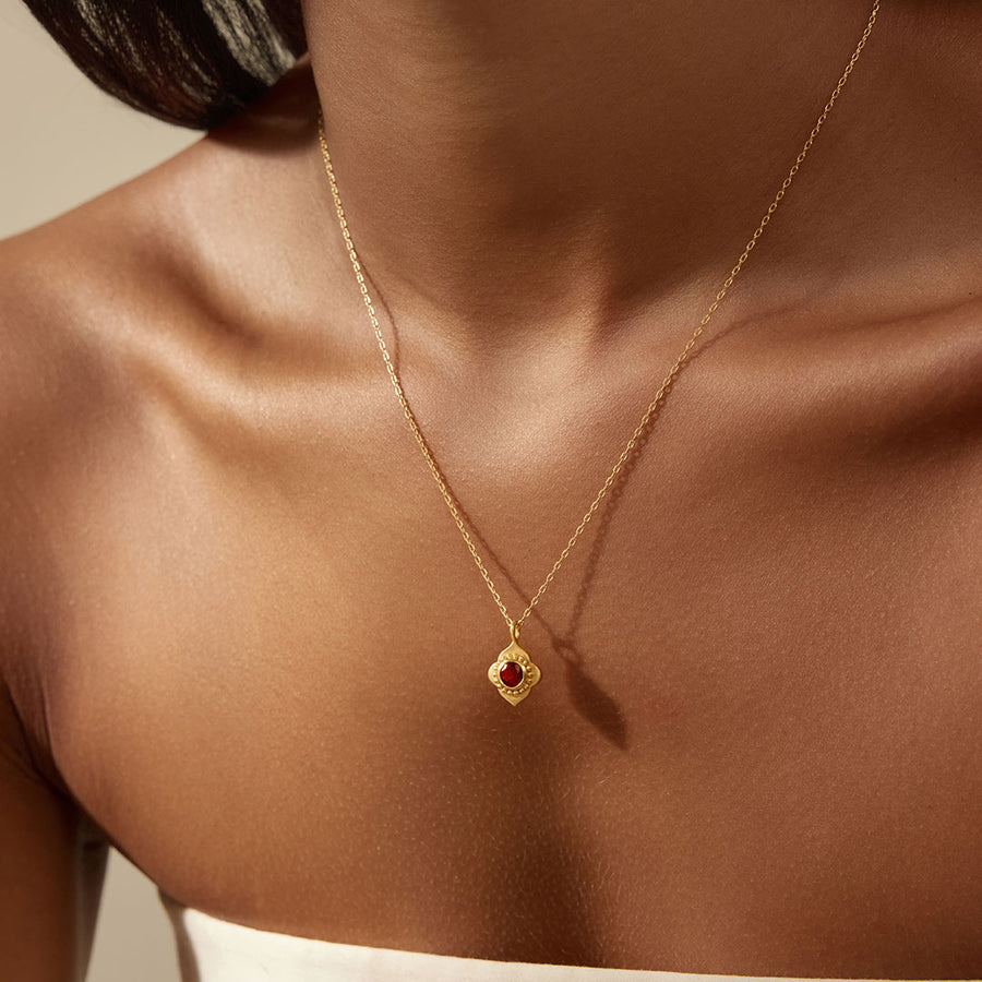 Spiritual Strength Garnet Lotus Necklace