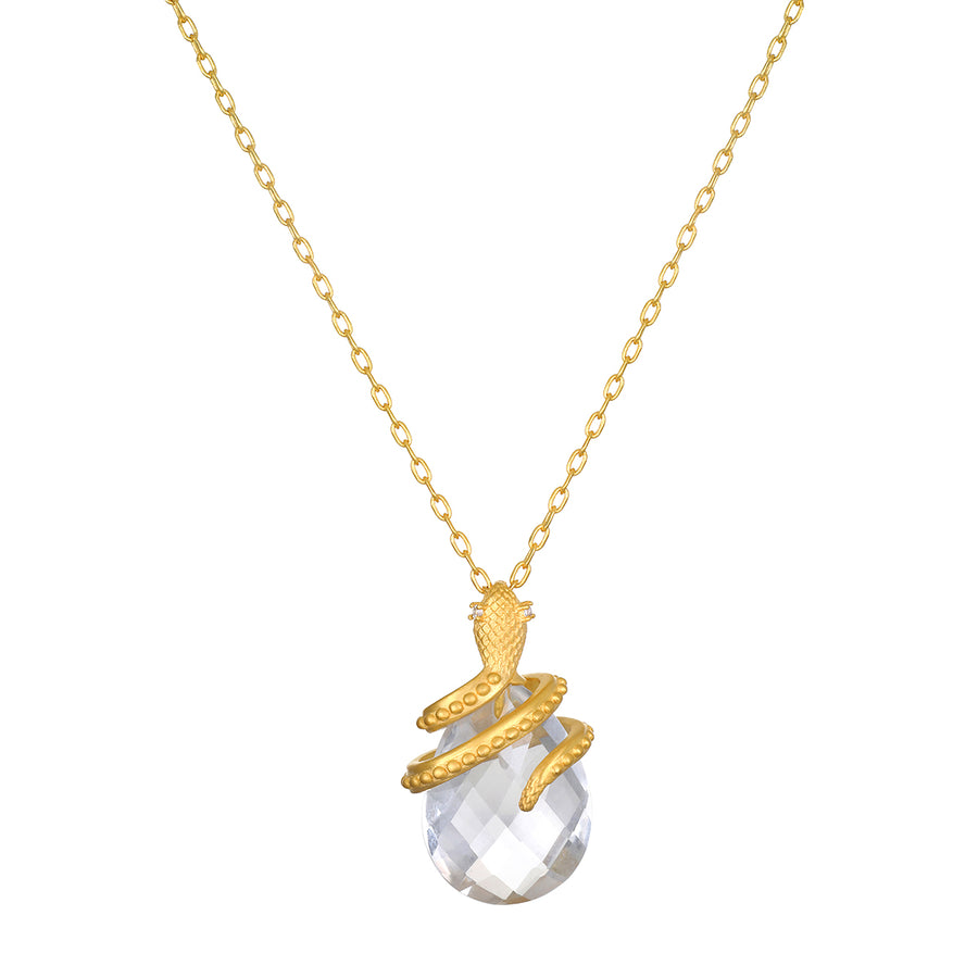 Manifest Rebirth White Topaz Snake Necklace