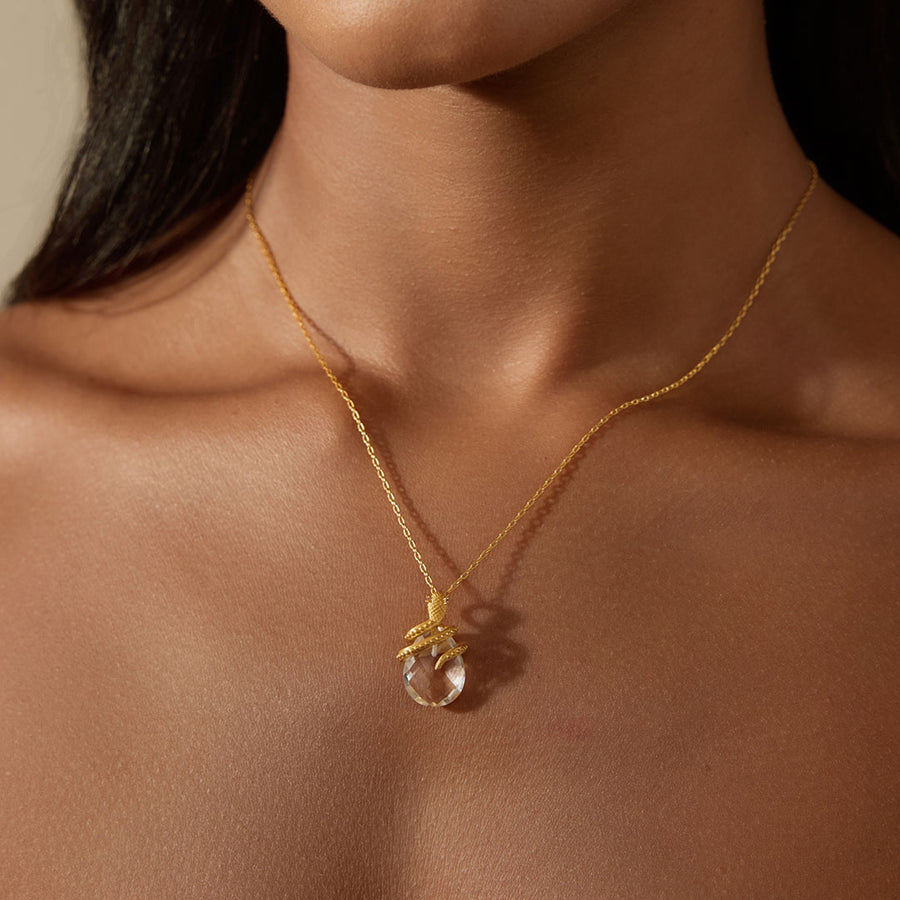 Manifest Rebirth White Topaz Snake Necklace