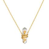 Eternal Spirit Clear Quartz Snake Necklace featuring a gleaming snake symbolizing transformation and clarity, ideal for spiritual jewelry, meditation, and as a meaningful talisman for protection and manifestation.