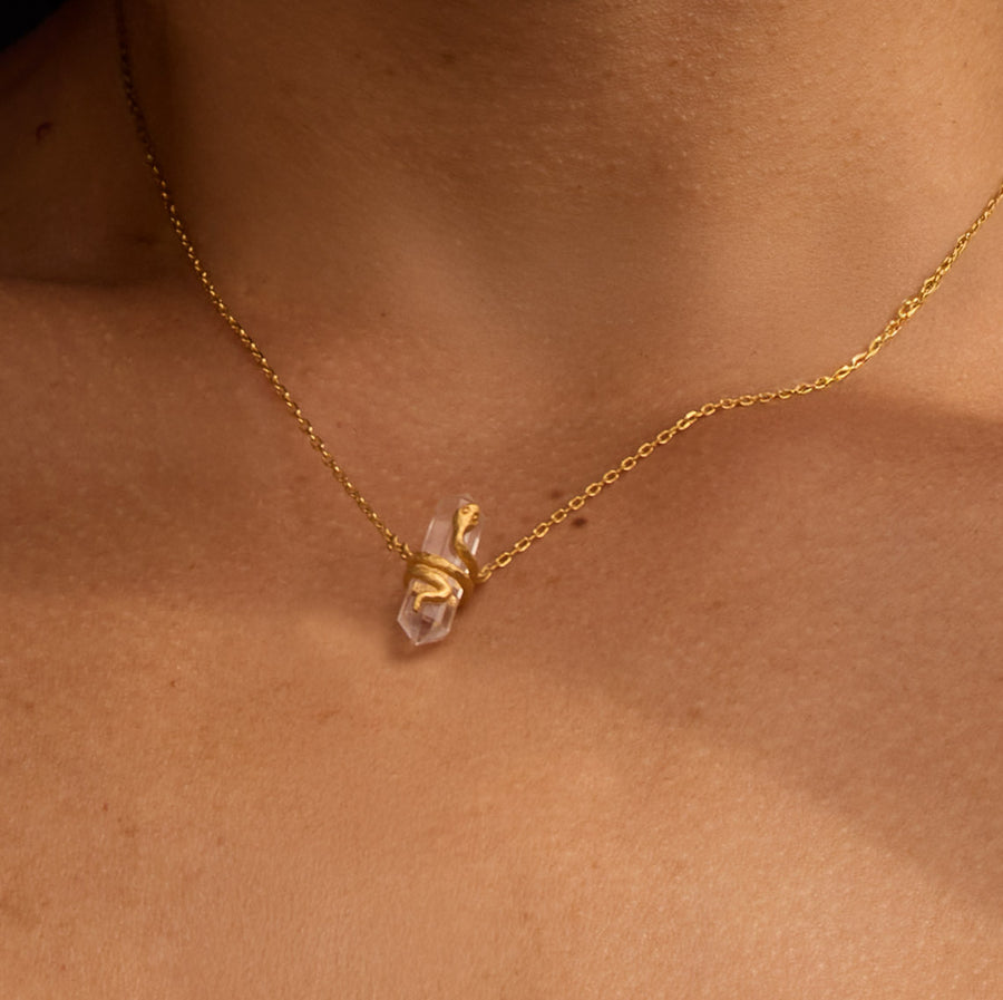 Eternal Spirit Clear Quartz Snake Necklace