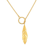 Spiritual Messenger Feather Lariat Necklace showcased on a white background, symbolizing connection and guidance, perfect for meditation and spiritual practices. Ideal as a talisman for meaningful manifestation. Fits beautifully into any spiritual jewelry collection, reflecting your love for yoga and zodiac meanings.