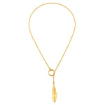 Spiritual Messenger Feather Lariat Necklace showcasing a delicate feather pendant, symbolizing the connection between the physical and spiritual worlds. Perfect for spiritual jewelry enthusiasts, this necklace embodies protection, meditation, and meaningful manifestation, ideal for yoga practices and zodiac lovers.