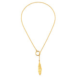 Spiritual Messenger Feather Lariat Necklace showcasing a delicate feather pendant, symbolizing the connection between the physical and spiritual worlds. Perfect for spiritual jewelry enthusiasts, this necklace embodies protection, meditation, and meaningful manifestation, ideal for yoga practices and zodiac lovers.