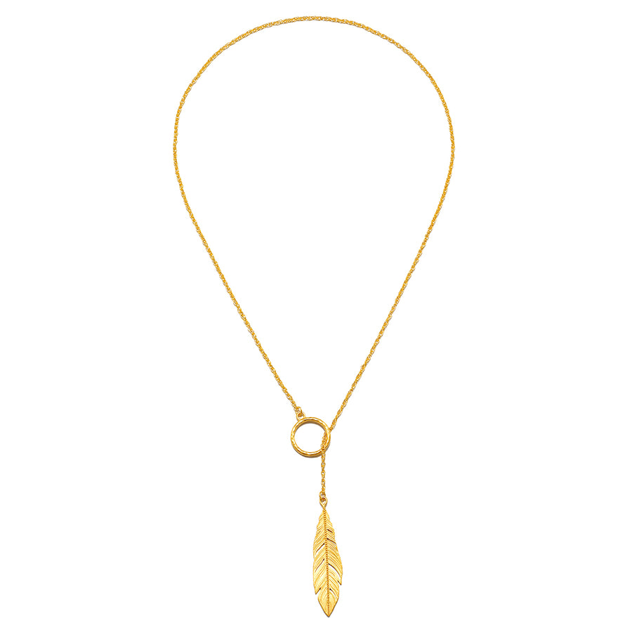 Spiritual Messenger Feather Lariat Necklace